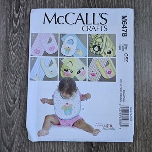 NEW McCall's M6478 Bibs and Burp Cloths Pattern